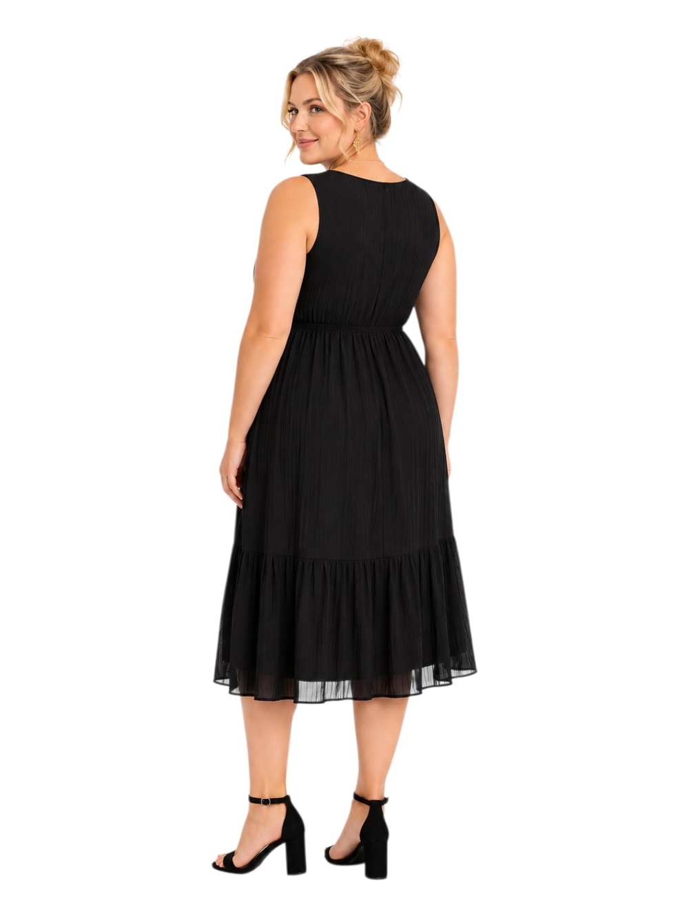 TORRID Black Sleeveless Surplice Crinkle Gauze Flowy Midi Dress NWT - Picture 7 of 10